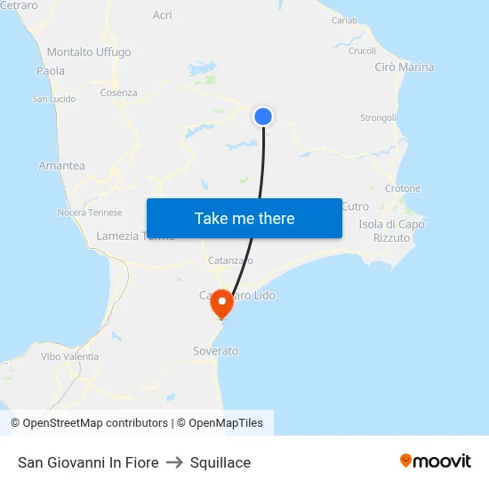 San Giovanni In Fiore to Squillace map