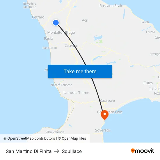 San Martino Di Finita to Squillace map