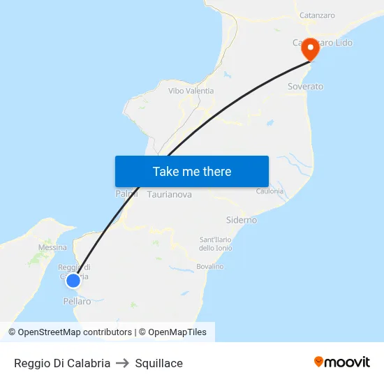 Reggio Di Calabria to Squillace map