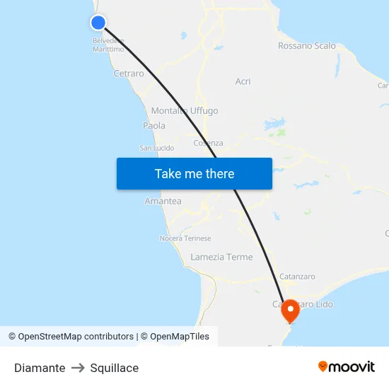 Diamante to Squillace map