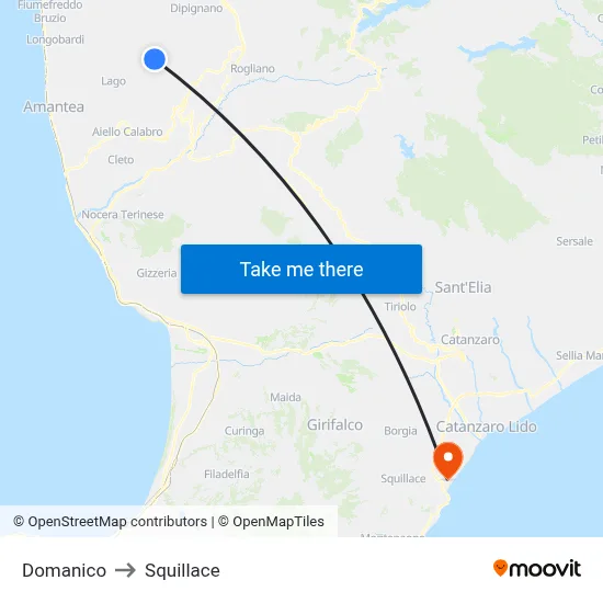 Domanico to Squillace map
