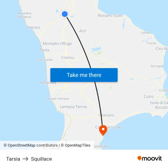 Tarsia to Squillace map