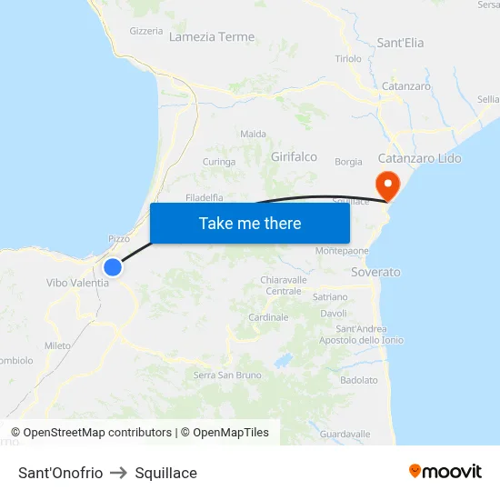 Sant'Onofrio to Squillace map