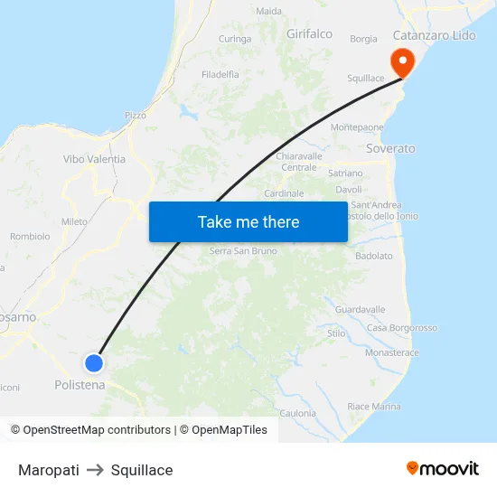 Maropati to Squillace map