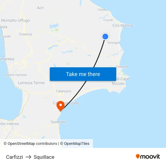 Carfizzi to Squillace map