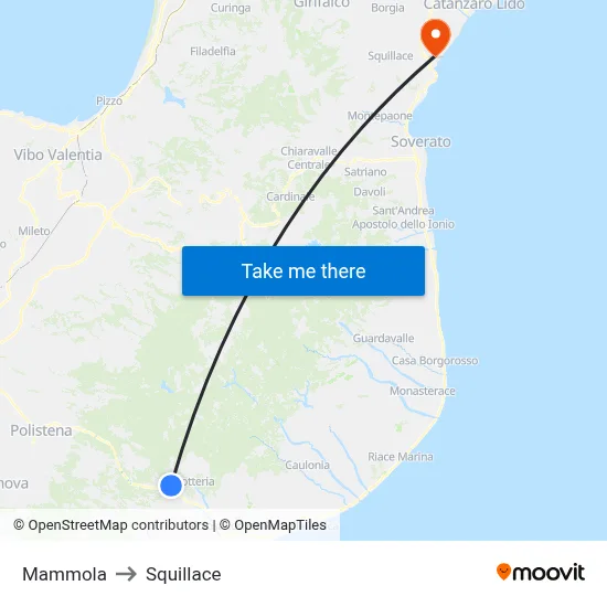Mammola to Squillace map