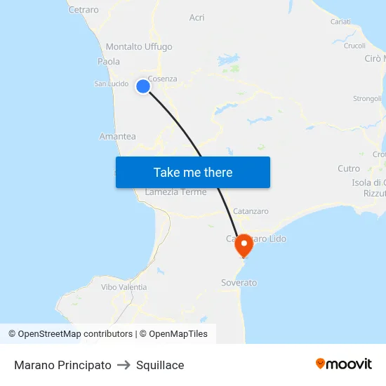 Marano Principato to Squillace map