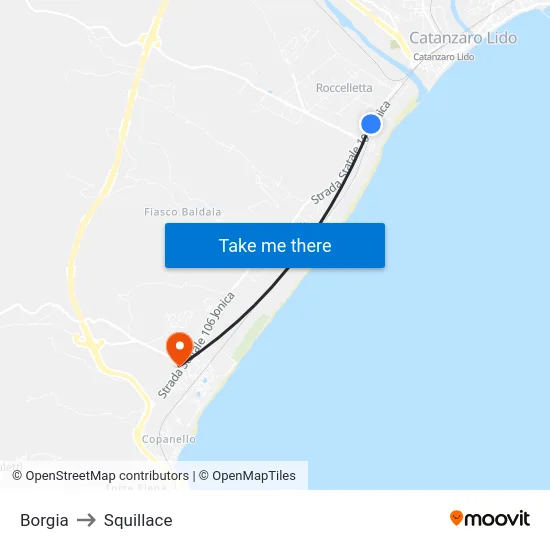 Borgia to Squillace map