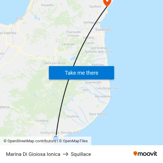 Marina Di Gioiosa Ionica to Squillace map