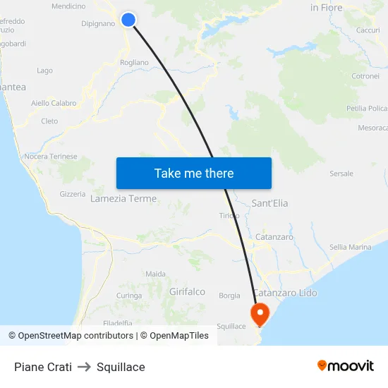 Piane Crati to Squillace map