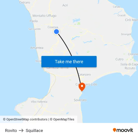 Rovito to Squillace map