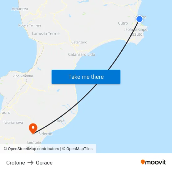 Crotone to Gerace map
