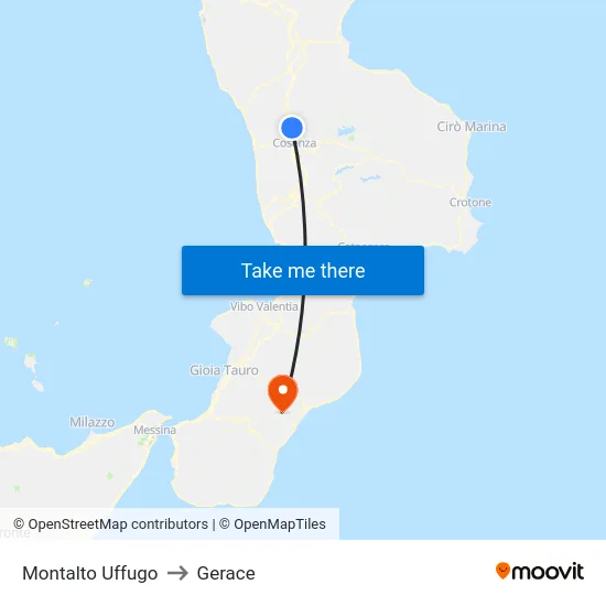 Montalto Uffugo to Gerace map