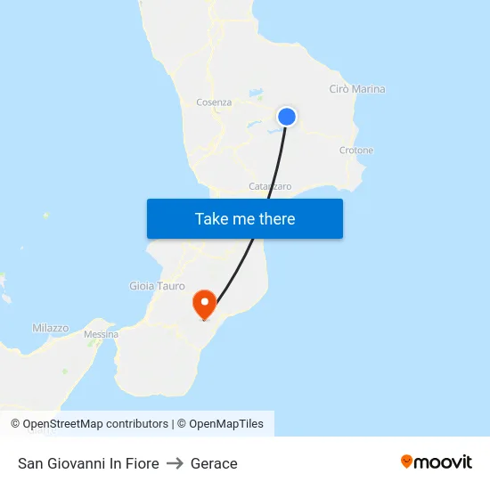 San Giovanni In Fiore to Gerace map