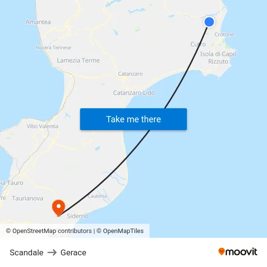 Scandale to Gerace map
