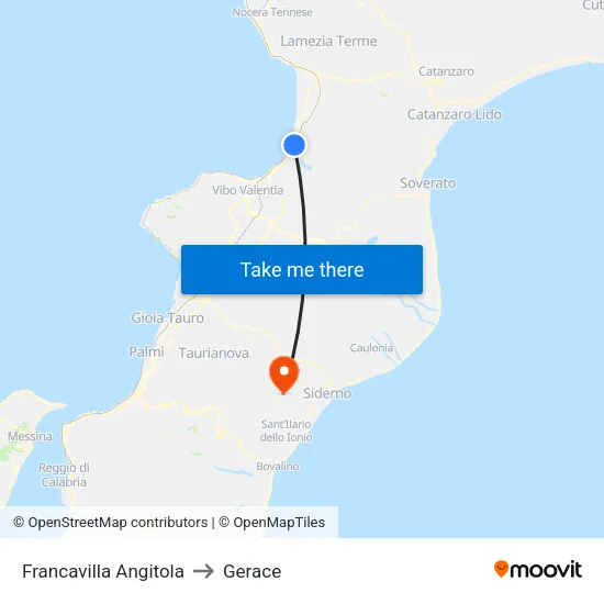 Francavilla Angitola to Gerace map
