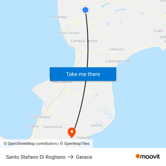 Santo Stefano Di Rogliano to Gerace map