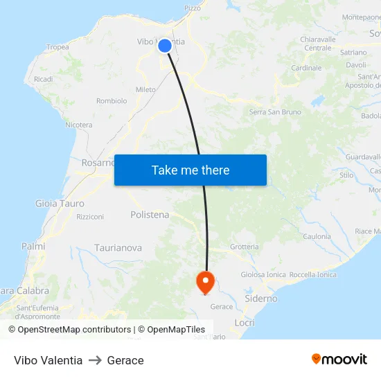 Vibo Valentia to Gerace map