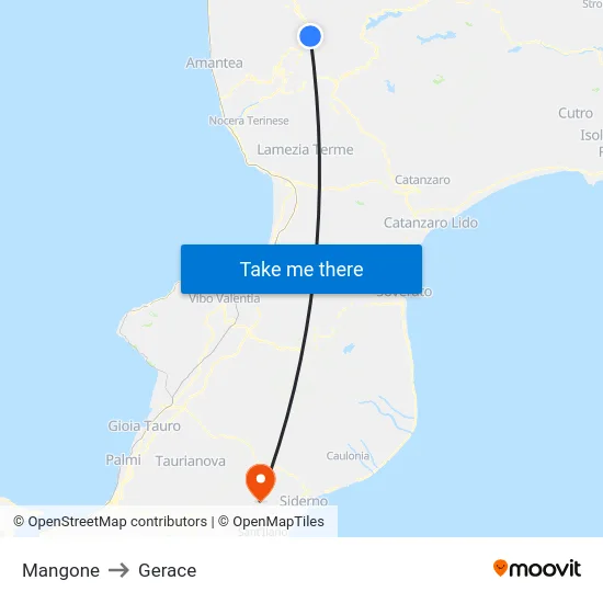 Mangone to Gerace map