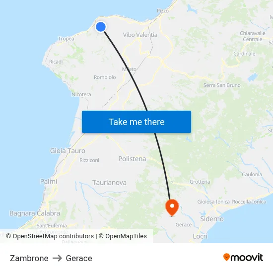 Zambrone to Gerace map