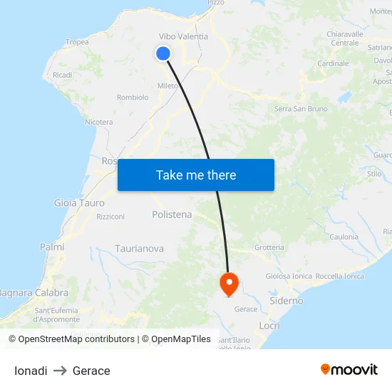Ionadi to Gerace map