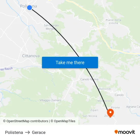 Polistena to Gerace map