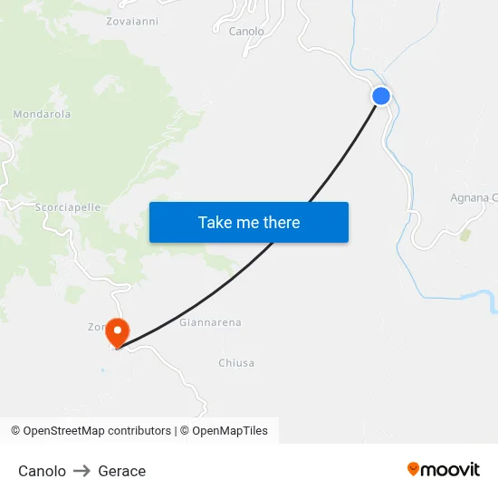 Canolo to Gerace map