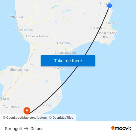 Strongoli to Gerace map