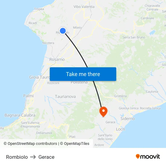 Rombiolo to Gerace map