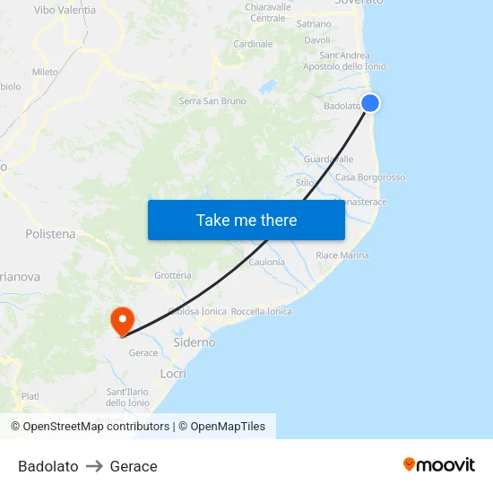 Badolato to Gerace map