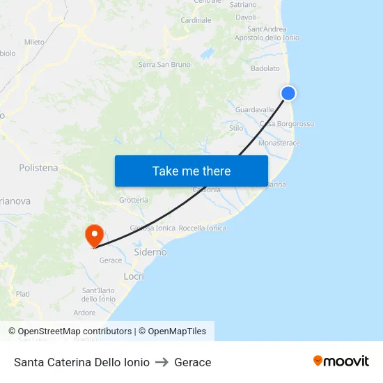 Santa Caterina Dello Ionio to Gerace map