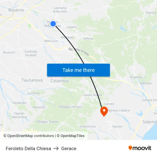 Feroleto Della Chiesa to Gerace map
