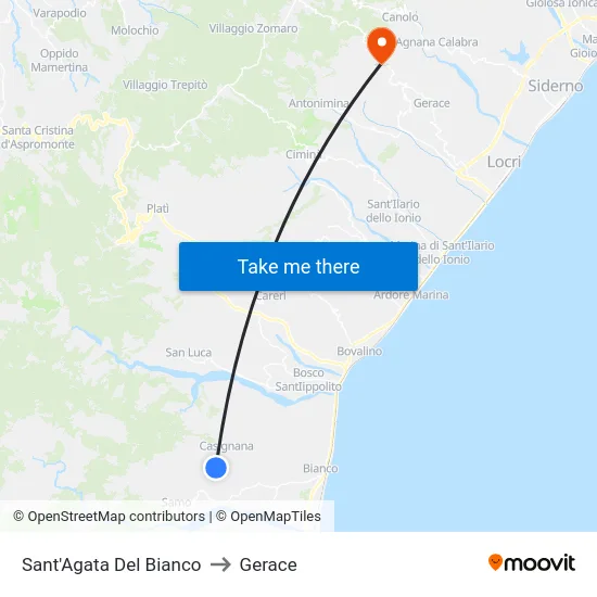 Sant'Agata Del Bianco to Gerace map