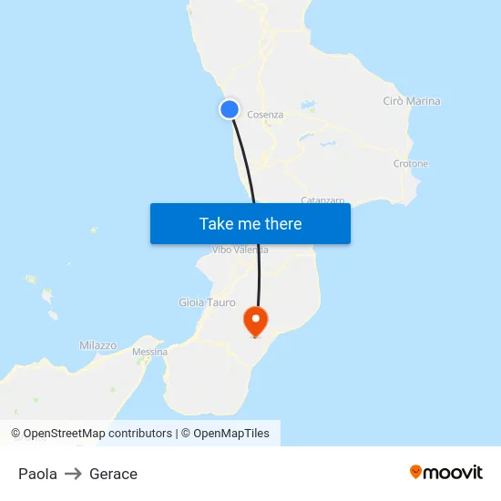 Paola to Gerace map
