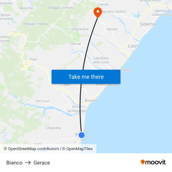 Bianco to Gerace map