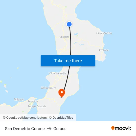 San Demetrio Corone to Gerace map