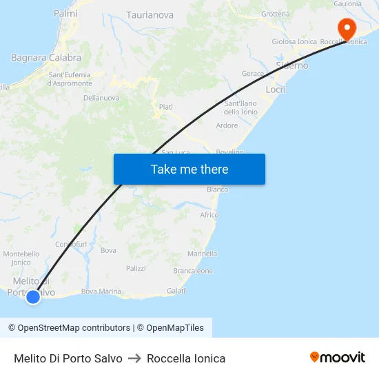 Melito Di Porto Salvo to Roccella Ionica map