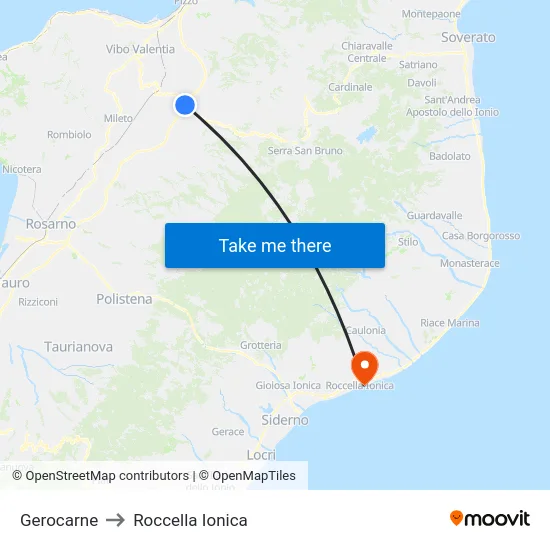 Gerocarne to Roccella Ionica map