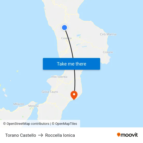 Torano Castello to Roccella Ionica map