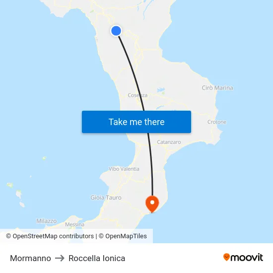Mormanno to Roccella Ionica map