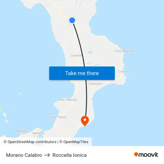 Morano Calabro to Roccella Ionica map