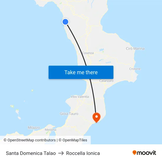 Santa Domenica Talao to Roccella Ionica map
