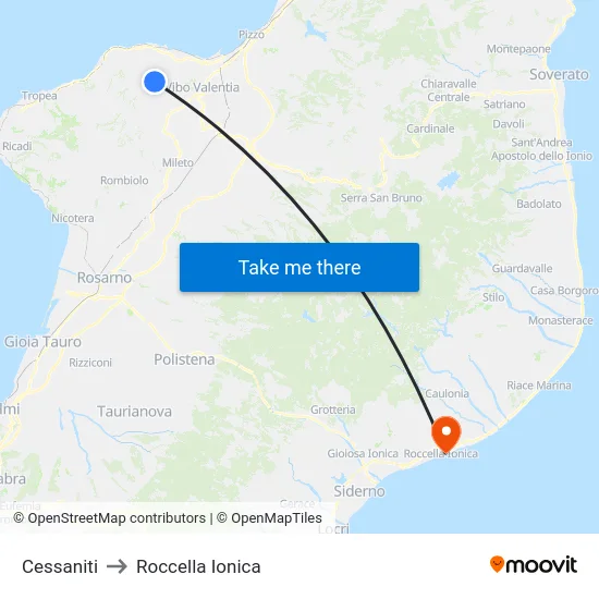 Cessaniti to Roccella Ionica map