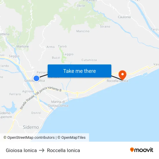 Gioiosa Ionica to Roccella Ionica map