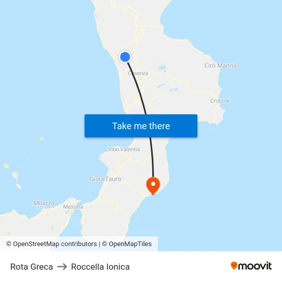 Rota Greca to Roccella Ionica map