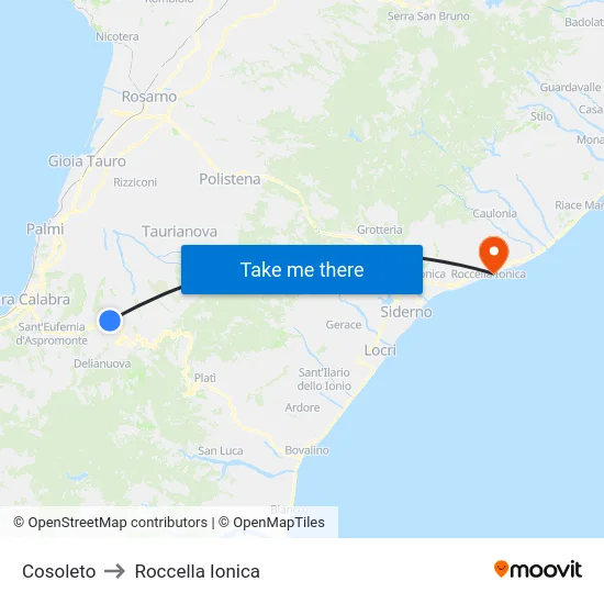 Cosoleto to Roccella Ionica map