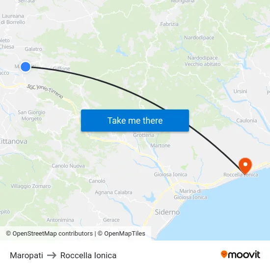 Maropati to Roccella Ionica map