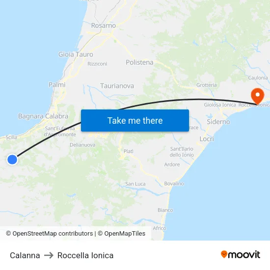 Calanna to Roccella Ionica map