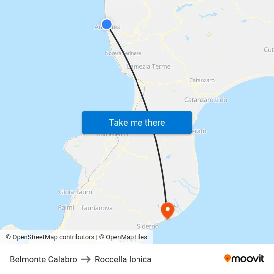 Belmonte Calabro to Roccella Ionica map