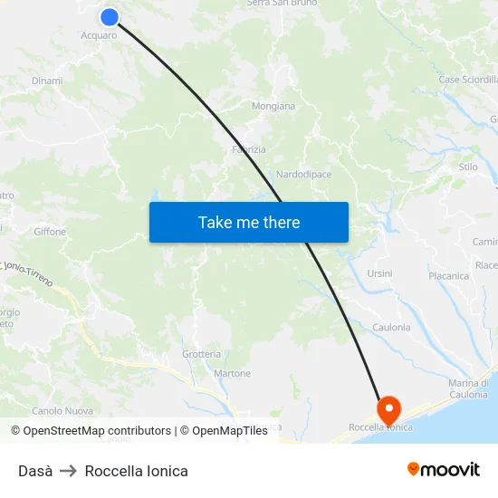 Dasà to Roccella Ionica map